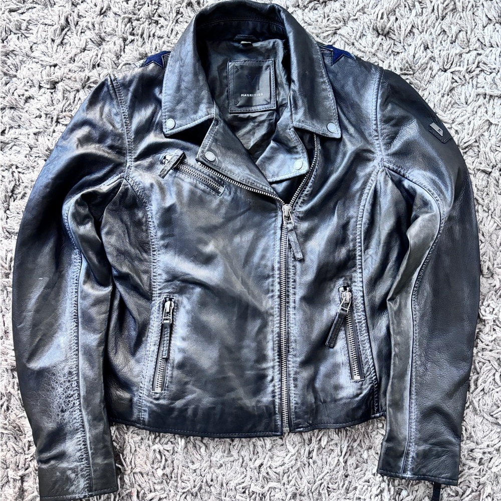 Mauritius Christy Scatter Star Black Leathers Jacket